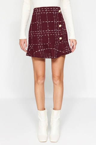 Saia estilo patinadora cintura subida - Bordô