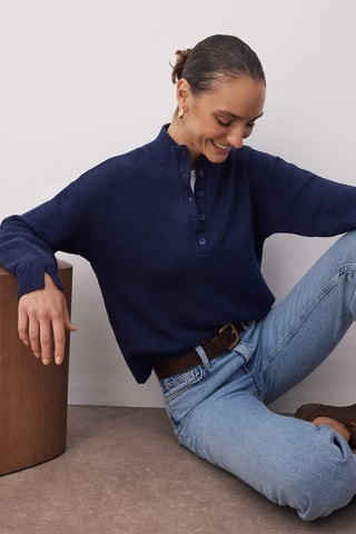 Camisola regular - Azul-marinho