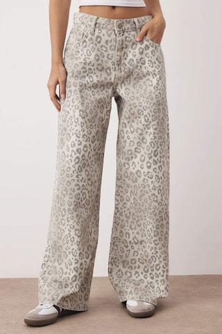 Calças de ganga wide legs - Bege