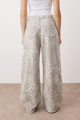 Calças de ganga wide legs - Bege