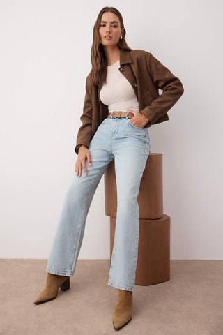 Calças de ganga wide legs - Azul-claro