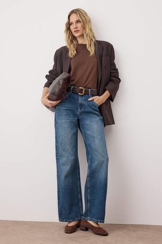 Calças de ganga wide legs - Azul-marinho