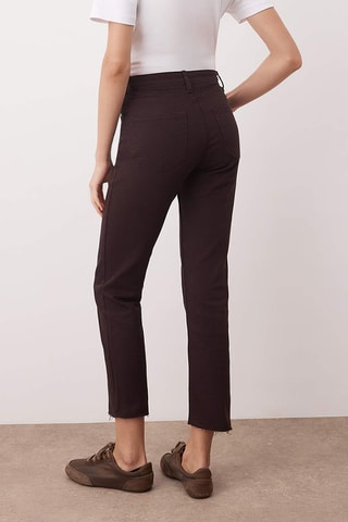 Calças de ganga mom - Castanho-escuro