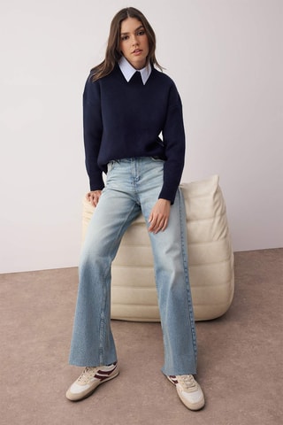 Calças de ganga wide legs - Azul-claro