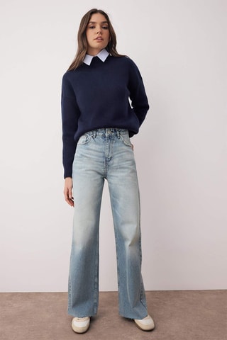 Calças de ganga wide legs - Azul-claro