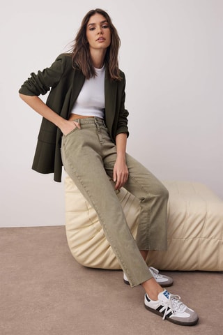 Calças de ganga flare - Caqui