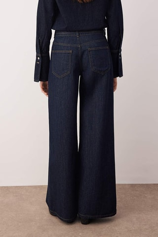 Calças de ganga wide legs - Azul-escuro
