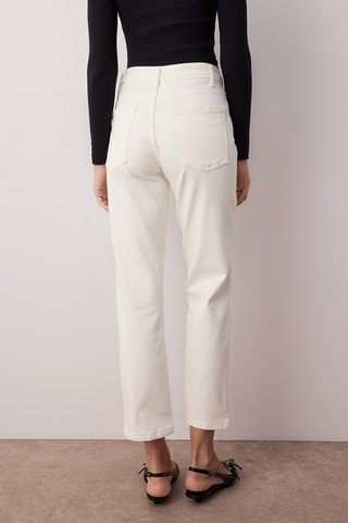 Calças de ganga direitas cintura subida - Cru