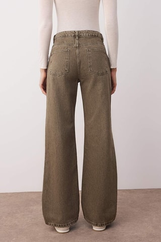Calças de ganga wide legs - Caqui