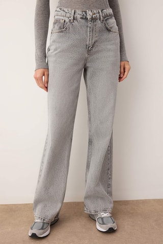 Calças de ganga wide legs - Cinzento-claro