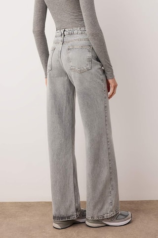 Calças de ganga wide legs - Cinzento-claro