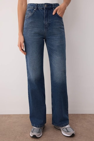 Calças de ganga wide legs - Azul-marinho