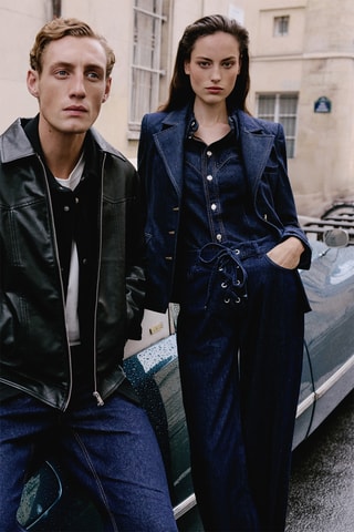 Calças de ganga wide legs - Azul-escuro