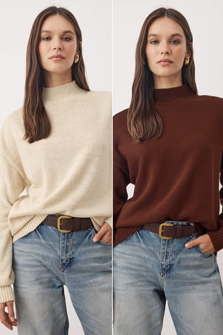 2 camisolas oversize - Bege e castanho