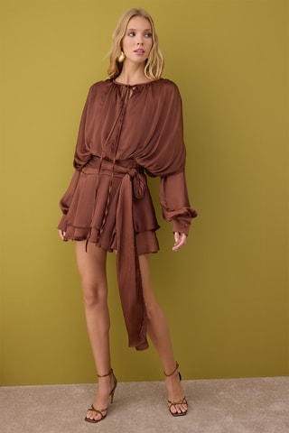 Vestido estilo patinadora - Castanho