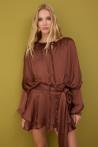 Vestido estilo patinadora - Castanho