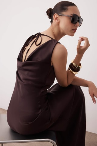 Vestido comprido - Castanho-escuro