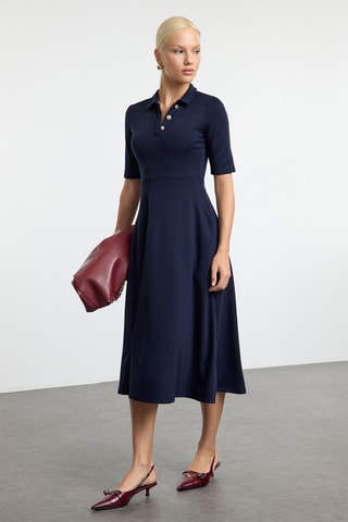 Vestido estilo patinadora - Azul-marinho