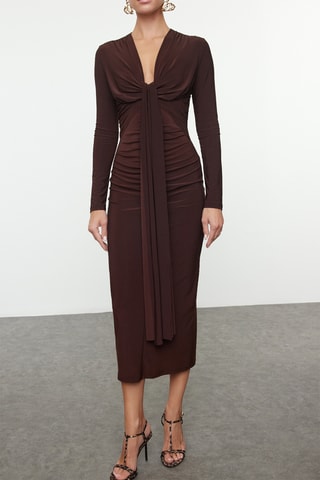 Vestido midi - Castanho-escuro