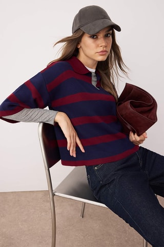 Camisola regular - Bordô e azul