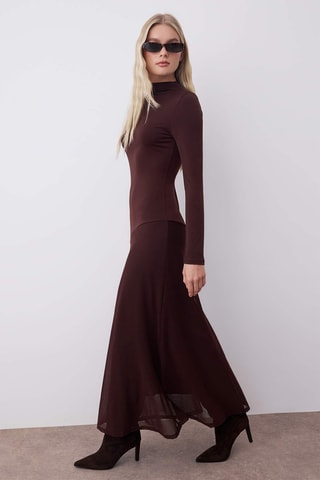 Vestido comprido - Castanho-escuro