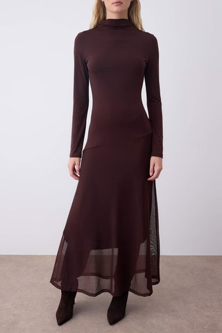 Vestido comprido - Castanho-escuro