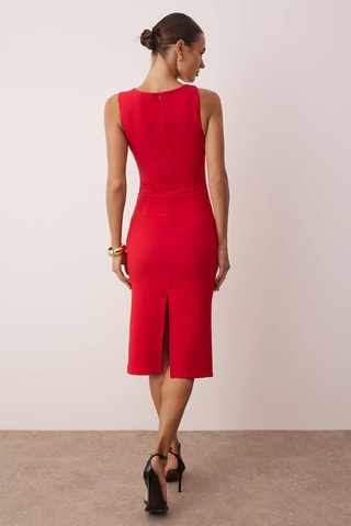 Vestido midi sem mangas - Vermelho