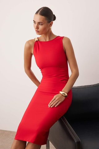 Vestido midi sem mangas - Vermelho