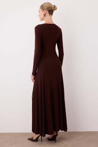 Vestido comprido - Castanho-escuro