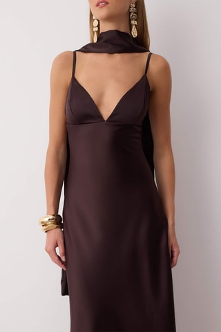 Vestido comprido - Castanho-escuro