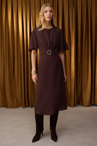 Vestido midi - Castanho-escuro