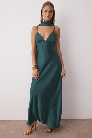 Vestido comprido sem mangas - Verde-esmeralda