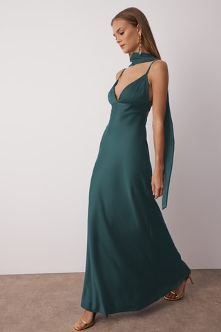 Vestido comprido sem mangas - Verde-esmeralda