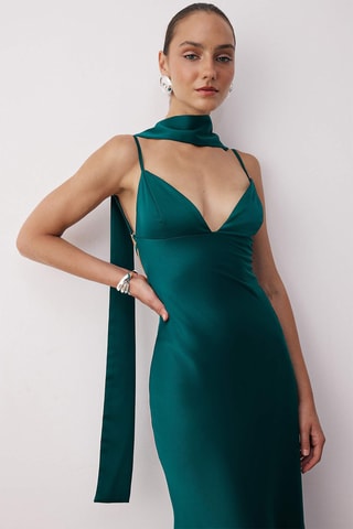 Vestido comprido sem mangas - Verde-esmeralda