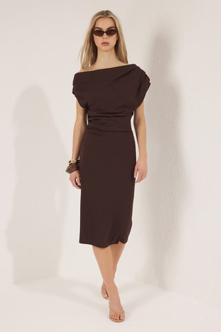 Vestido justo - Castanho-escuro