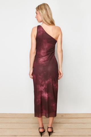 Vestido assimétrico tie and dye - Bordô