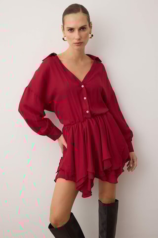 Vestido estilo patinadora - Bordô