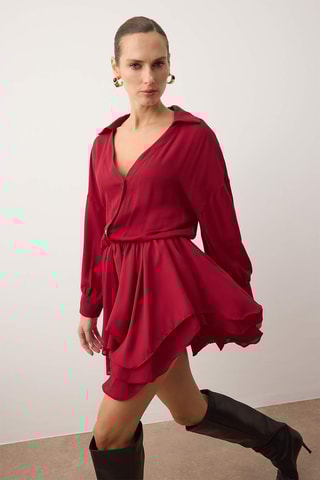 Vestido estilo patinadora - Bordô