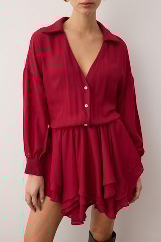 Vestido estilo patinadora - Bordô