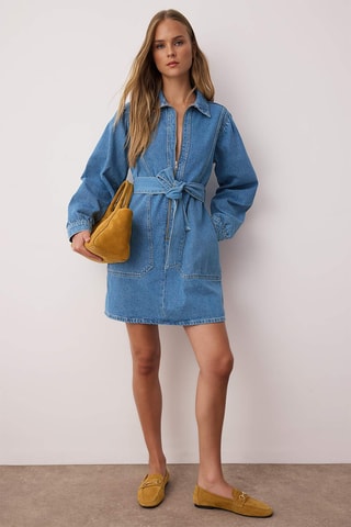 Vestido de ganga - Azul-claro