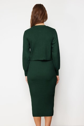 Casaco de malha e vestido - Verde-esmeralda