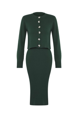 Casaco de malha e vestido - Verde-esmeralda