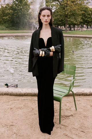 Vestido-caicai em veludo - Preto