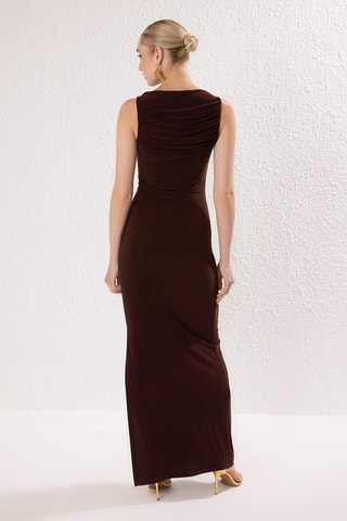 Vestido comprido - Castanho-escuro