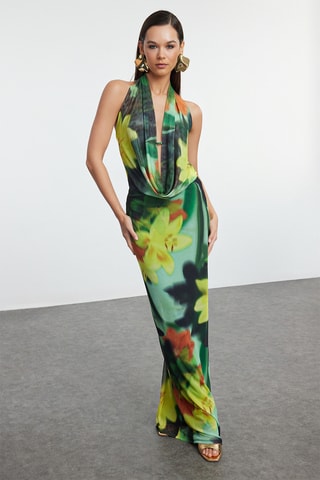 Vestido comprido - Verde-claro