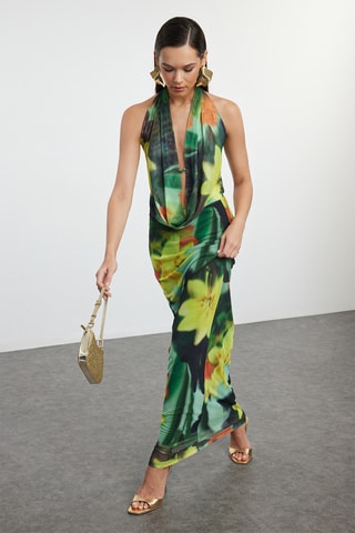 Vestido comprido - Verde-claro