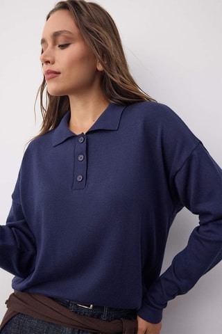 Camisola oversize - Azul-marinho