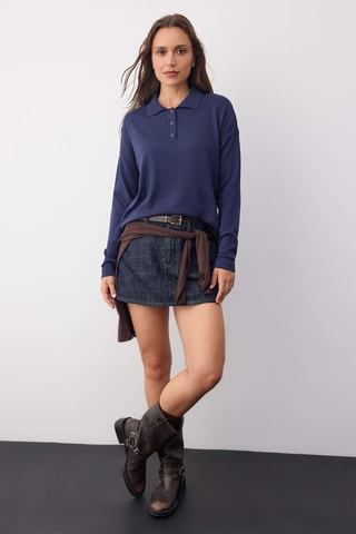 Camisola oversize - Azul-marinho