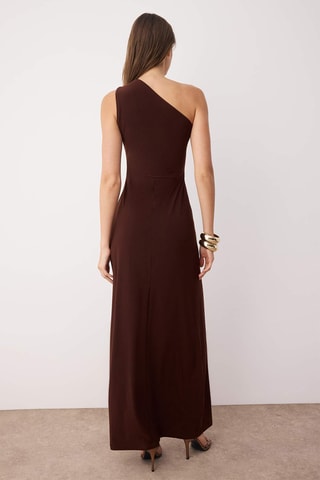 Vestido assimétrico - Castanho