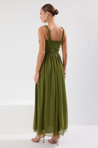 Vestido comprido - Verde-azeitona